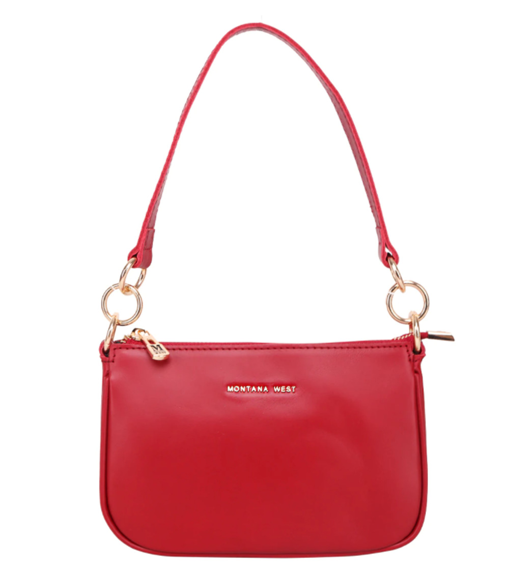 Montana West Genuine Leather Clutch Crossbody Purse Handbag Red